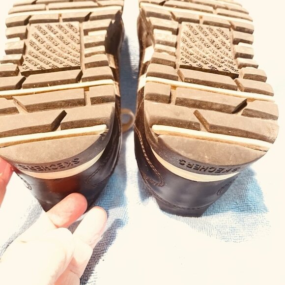 Skechers Shoes Womens Size 7.5 Black Leather Comfort Walking Athletic 45055 Y2K - Picture 10 of 16